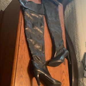 Thigh high-High Heeled Black Boots